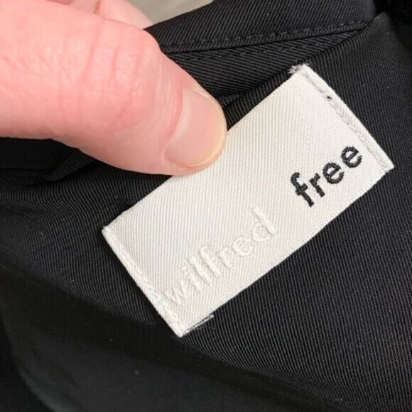 Aritzia Wilfred Free Long Blazer Trench Coat Jacket Lightweight Black Satin S - Picture 5 of 13